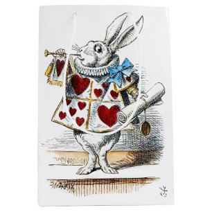 White Rabbit Alice Wonderland Hearts Tote