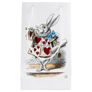 White Rabbit Alice Wonderland Hearts Tote