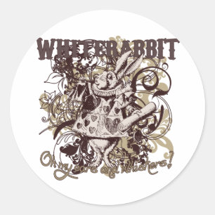 White Rabbit Carnivale Stil Runt Klistermärke