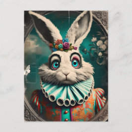 White Rabbit Clown Vintage Vykort