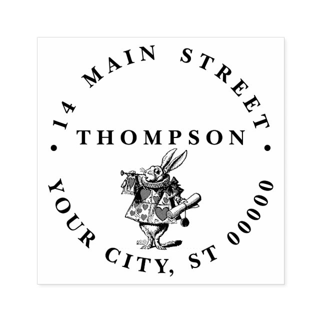 White Rabbit Court Trumpeter Alice i Wonderland 2 Stämpel (Tryck)