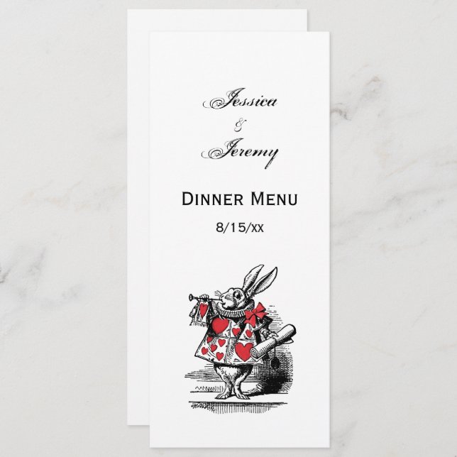 White Rabbit Court Trumpeter Alice i Wonderland Inbjudningar (Fram/baksida)