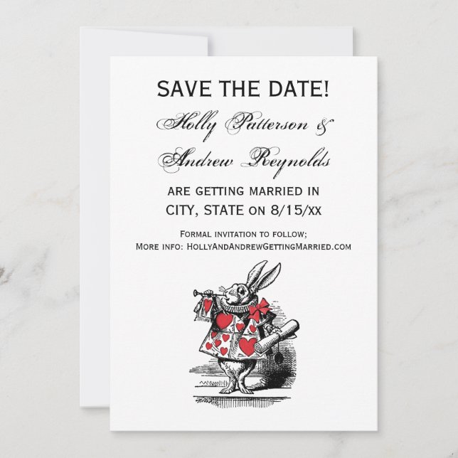 White Rabbit Court Trumpeter Alice i Wonderland Spara Datumet (Framsida)