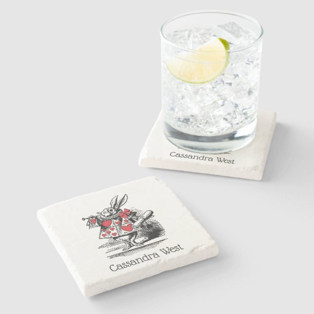 White Rabbit Court Trumpeter Alice i Wonderland Underlägg Sten (Sidan)