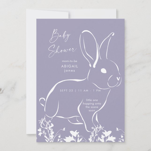 White Rabbit Dusty Blue Boy Shower Inbjudningar (Framsida)