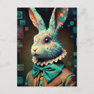 White Rabbit Glitch Vykort