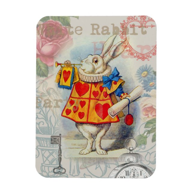White Rabbit Hearts Alice Classic Magnet (Vertikal)