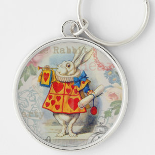 White Rabbit Hearts Alice Classic Rund Silverfärgad Nyckelring