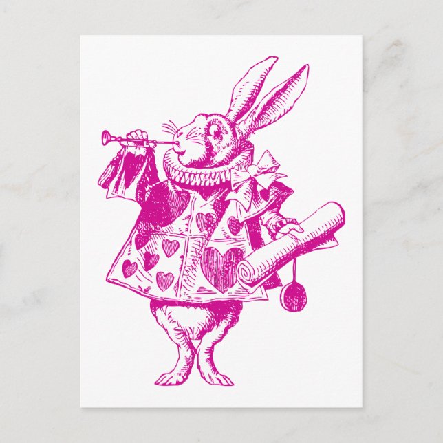 White Rabbit Herald Inked Rosa Vykort (Framsida)