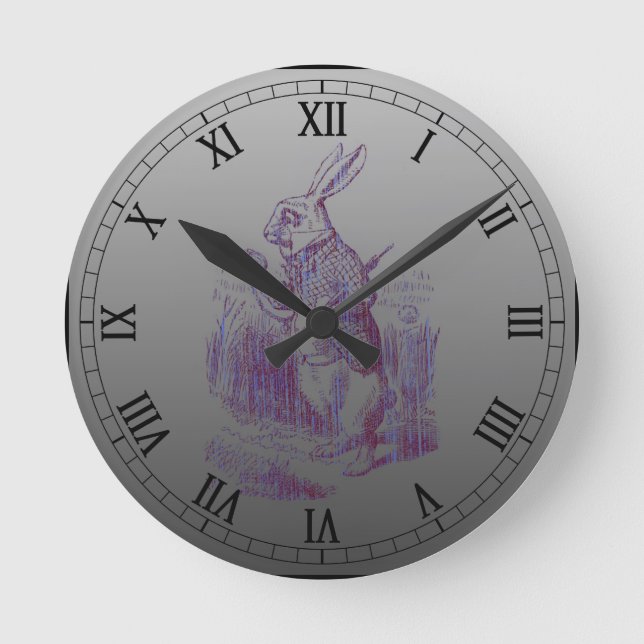 White Rabbit Letterpess Stil Rund Klocka (Framsida)