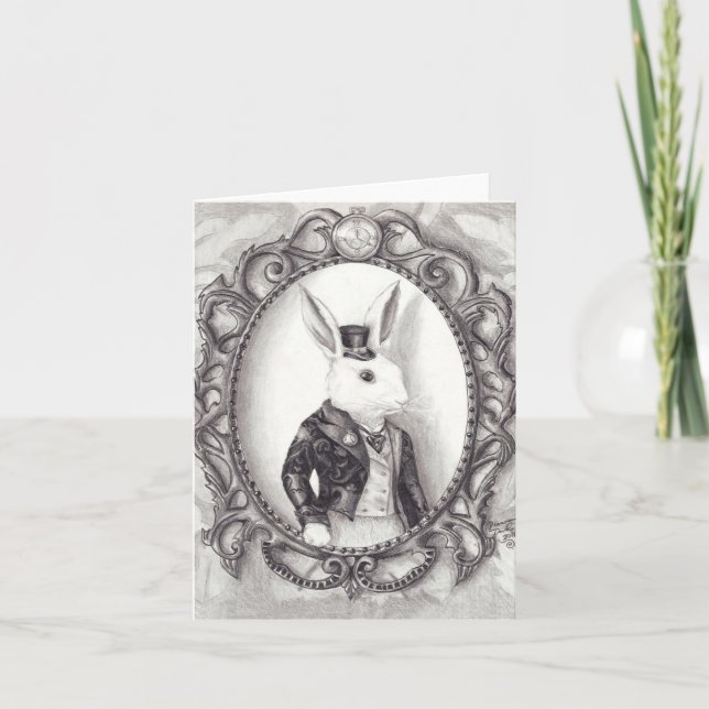 White Rabbit - Notecard Kort (Framsida)