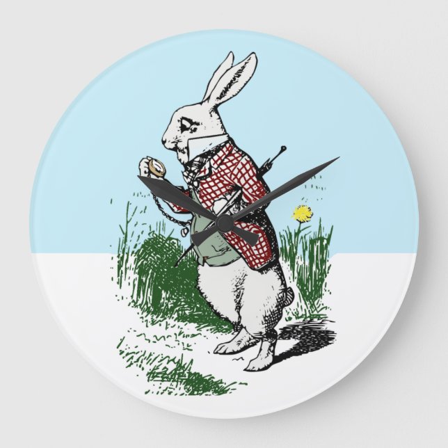 White Rabbit Pocketwatch Clock Alice i Wonderland Stor Klocka (Framsida)