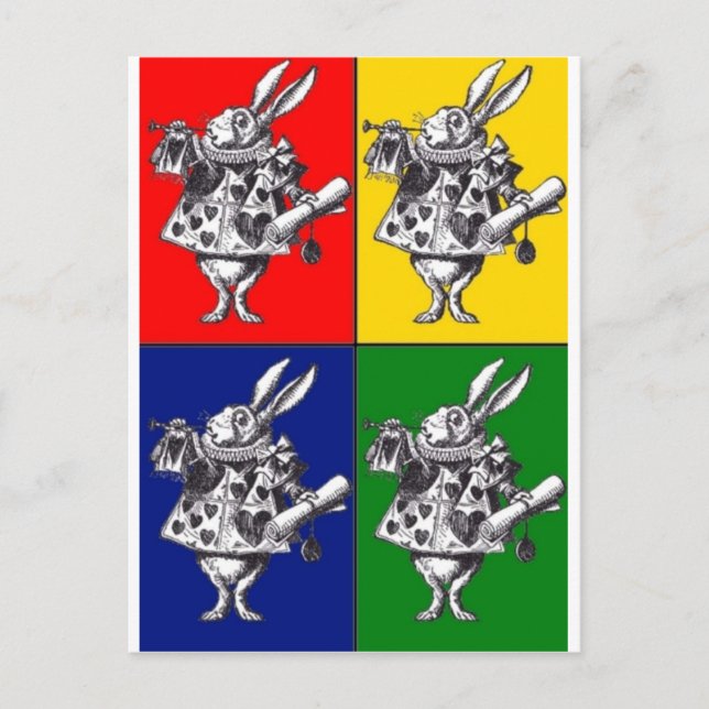 White Rabbit Pop Art Vykort (Framsida)