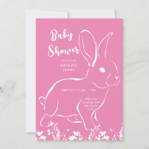 White Rabbit Rosa Baby Shower Inbjudningar