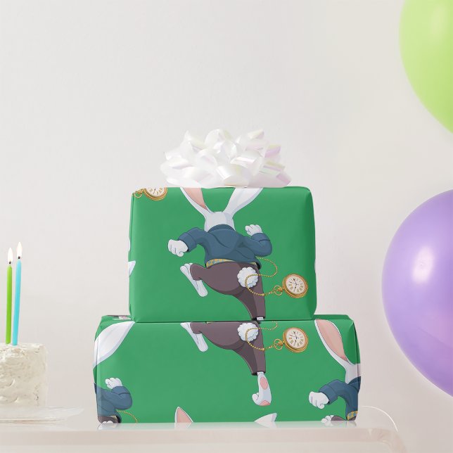 White Rabbit Running Away Presentpapper (Skapare uppladdad)