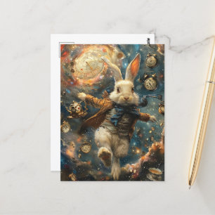 White Rabbit Running Sate Vykort
