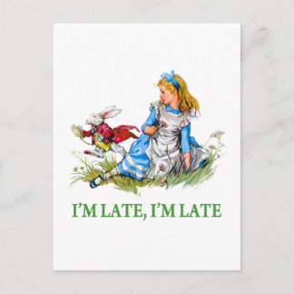 White Rabbit Rushs by Alice, "jag är sen, jag är s Vykort