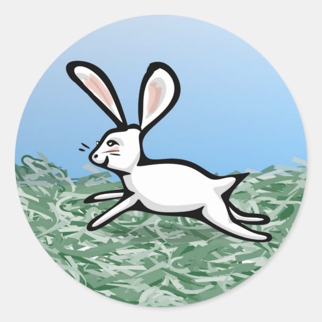 White Rabbit Springa Stickers Runt Klistermärke (Framsida)