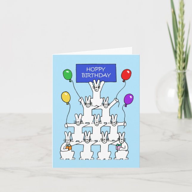 White Rabbits Hoppy Birthday Kort (Framsida)