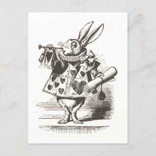 White Rabit från Alice i Wonderland Illustration Vykort
