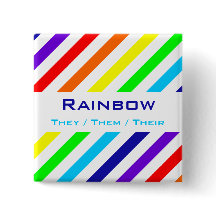 White Rainbow Rand Namn / Pronoun Button