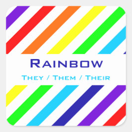 White Rainbow Rand Namn / Pronoun Stickers Fyrkantigt Klistermärke