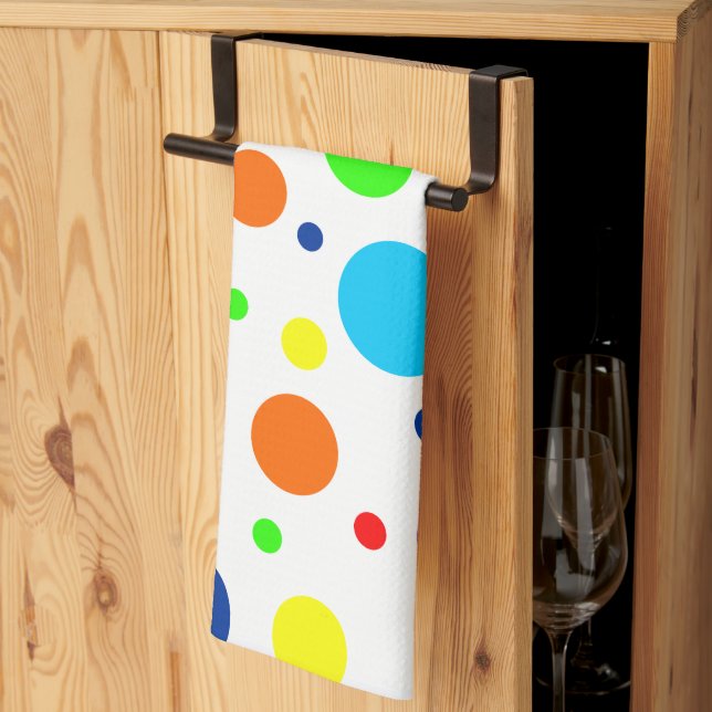 White Rainbow Spots Kitchen Towel Kökshandduk (Thirds Fold)
