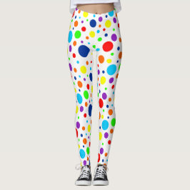 White Rainbow Spots Leggings