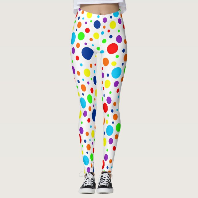 White Rainbow Spots Leggings (Framsida)