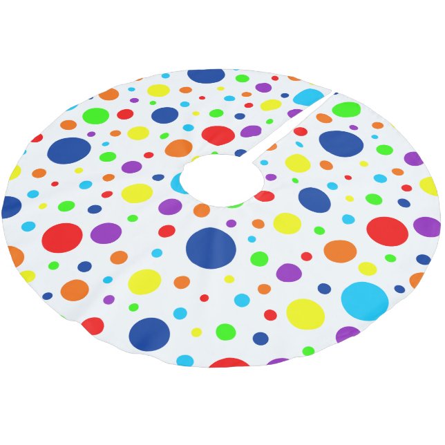 White Rainbow Spots Träd Skirt Julgransmatta Borstad Polyester (Vinklad)
