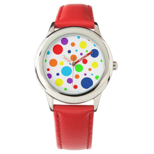 White Rainbow Spots Watch (Child) Armbandsur (Framsida)