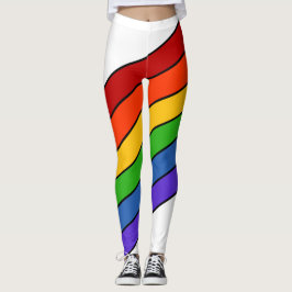 White Rainbow Stripe Leggings