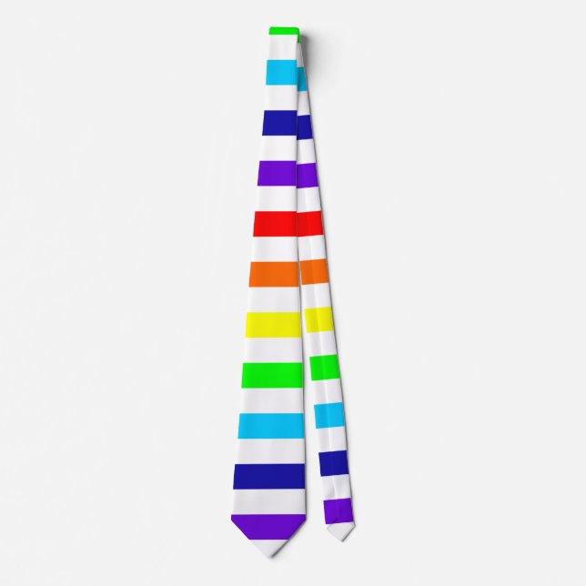 White Rainbow Tie (Vågrät Rand) Slips (Framsida)
