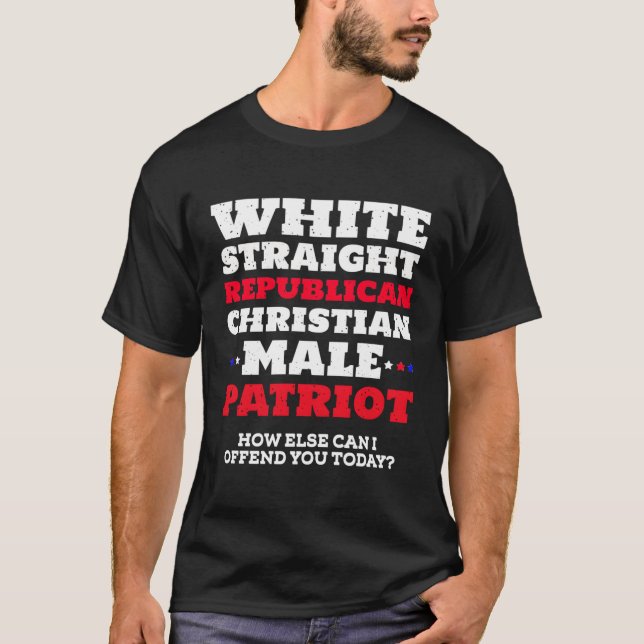 White Rak Republican Christian Male Patriot T Shirt (Framsida)