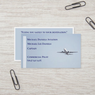 White Rand Commercial Airplane Pilot Visitkort