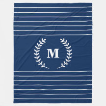 White Rand Modern Minimalist Navy Blue Monogram