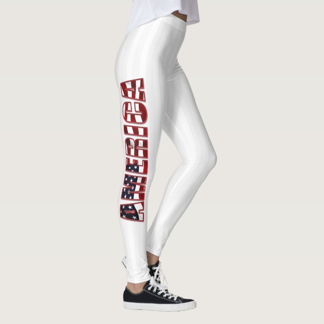 White Rand och America Brev Leggings (Höger)
