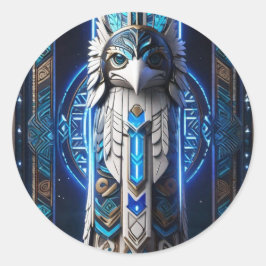White Raven Blue Totem Runt Klistermärke