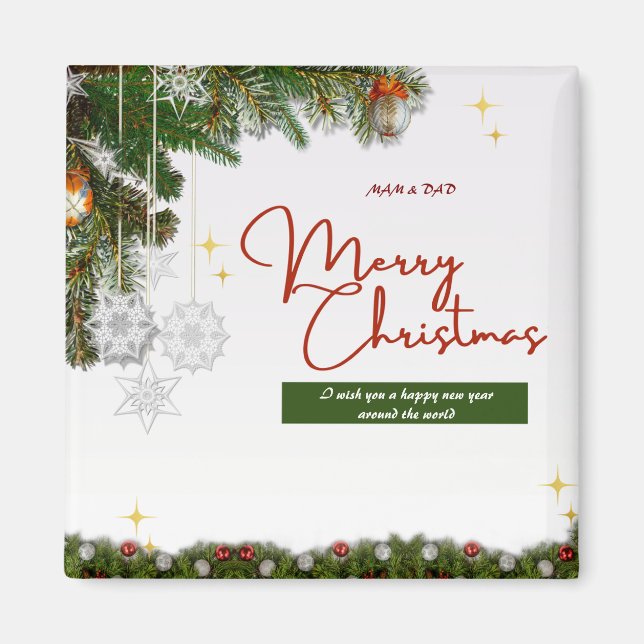 White Red and Green Organic Christmas Magnet (Framsidan)