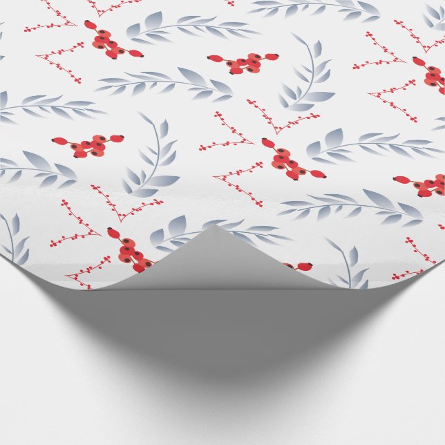 White Red Berries jul-gåva Wrapping Papper Presentpapper (Hörn)