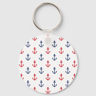 White Red Blue Nautical Anchor Mönster Nyckelring