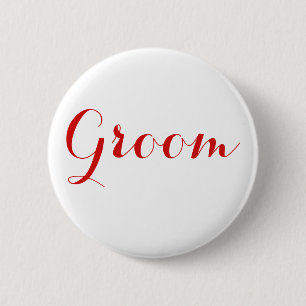 White Red Bröllop Team Groom Knapp