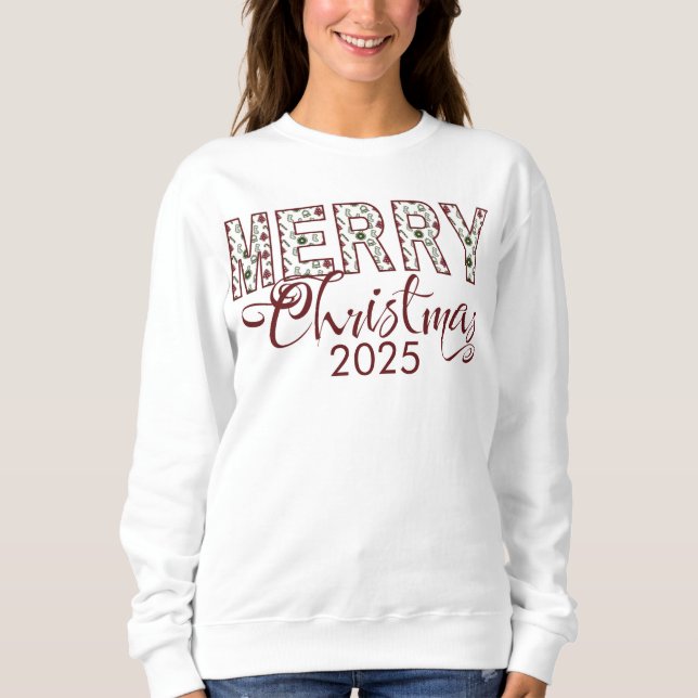 White Red God jul 2025 Långärmad T-Shirt (Framsida)