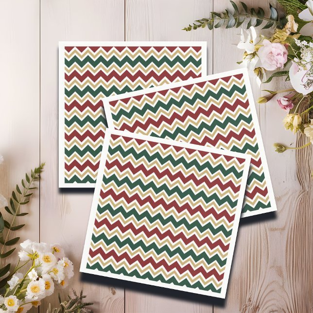 White Red Grönt Beige Chevron Mönster Pappersservett (Skapare uppladdad)