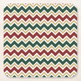 White Red Grönt Beige Chevron Mönster Underlägg Papper Kvadrat