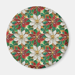 White Red Grönt Guld Poinsettia Magnet