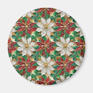 White Red Grönt Guld Poinsettia Magnet
