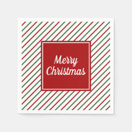 White Red Grönt Rand God jul Helgdag Pappersservett