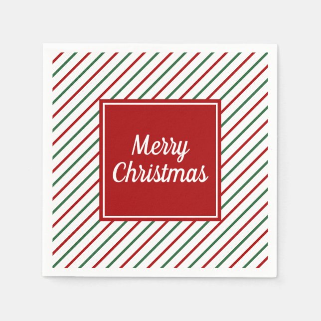White Red Grönt Rand God jul Helgdag Pappersservett (Framsidan)