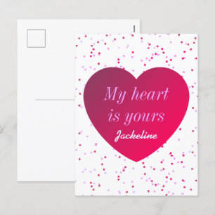 White Red Heart Cute Modern Valentines day Helg Vykort